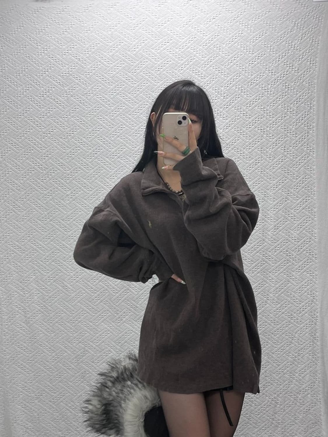 폴로 랄프로렌 초코브라운 오버핏 반집업 니트 3XL C09290 상품이미지1