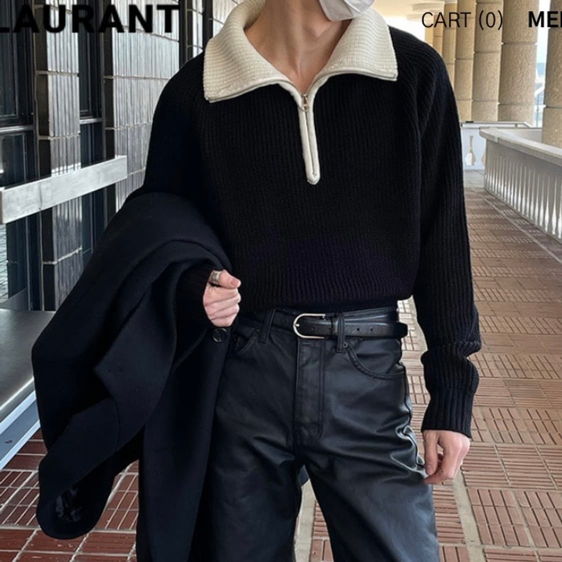 (OS) 로랑051 빅카라 니트 집업 상품이미지5