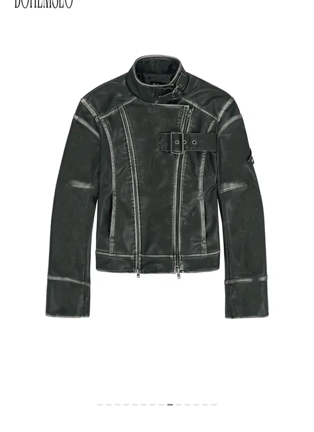 보헤미안서울 보헴서 워시드 모토 자켓 빈티지 차콜 레더 라이더 자켓 상품이미지1