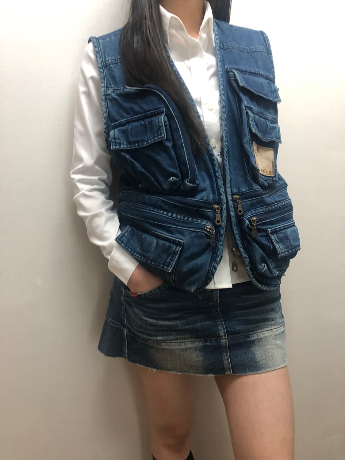 빈티지 데님 포켓 베스트 상품이미지2