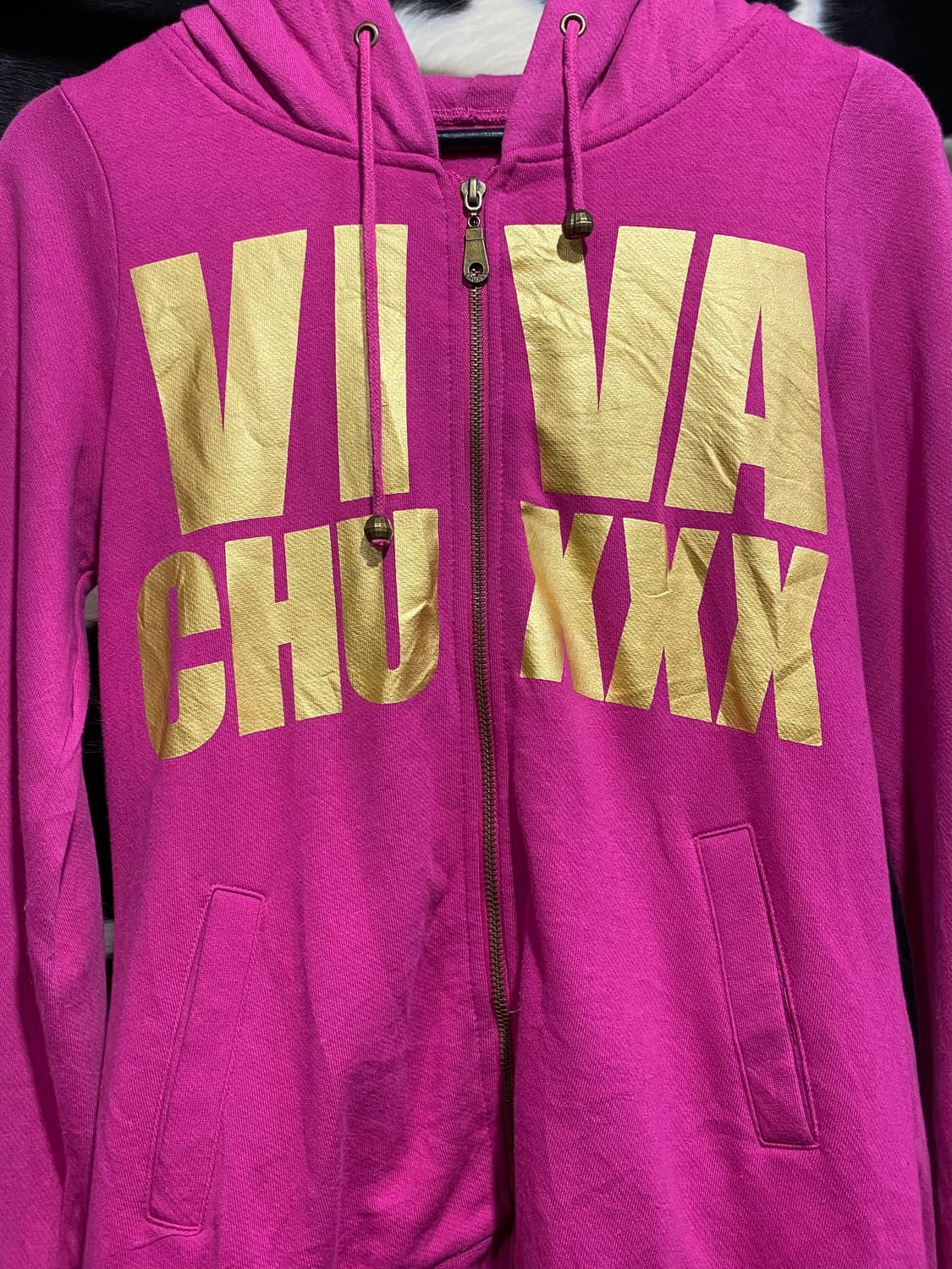 Japanese vtg y2k 골드 레터링 후드집업 상품이미지2