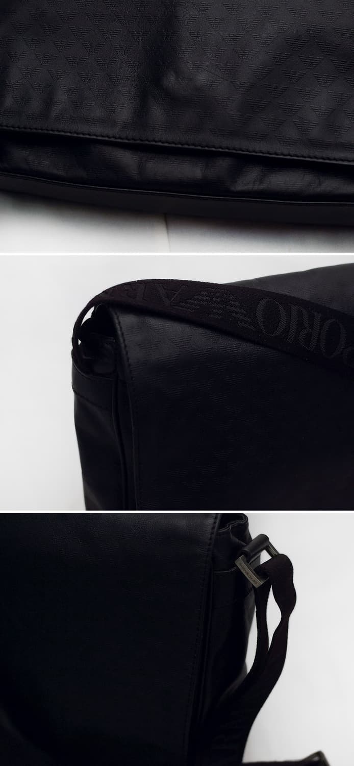 아르마니 (EA) 모노그램 비텔로 카프스킨 레더 플랩 메신저백 상품이미지8