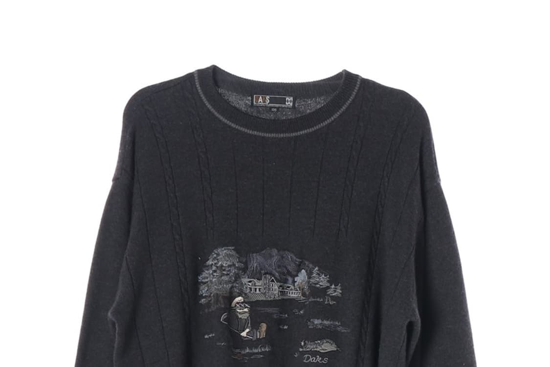 DAKS 런던 풍경 자수 니트 XL 상품이미지3
