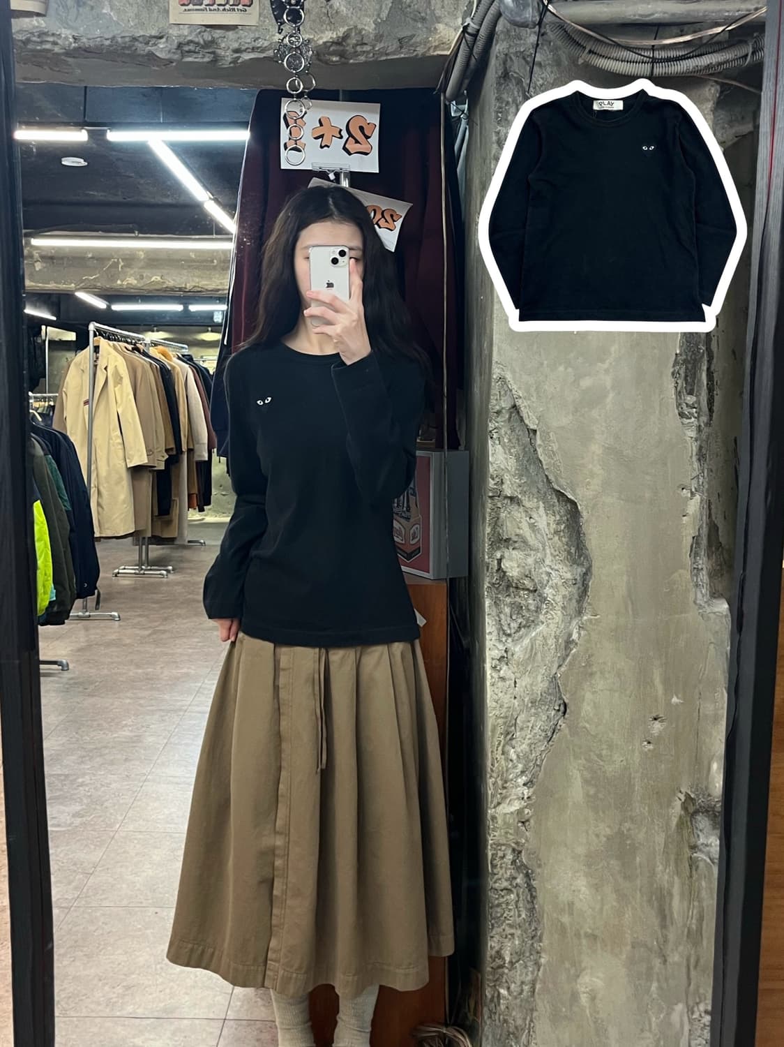 꼼데가르송 긴팔티 블랙 S #csz3586 상품이미지1