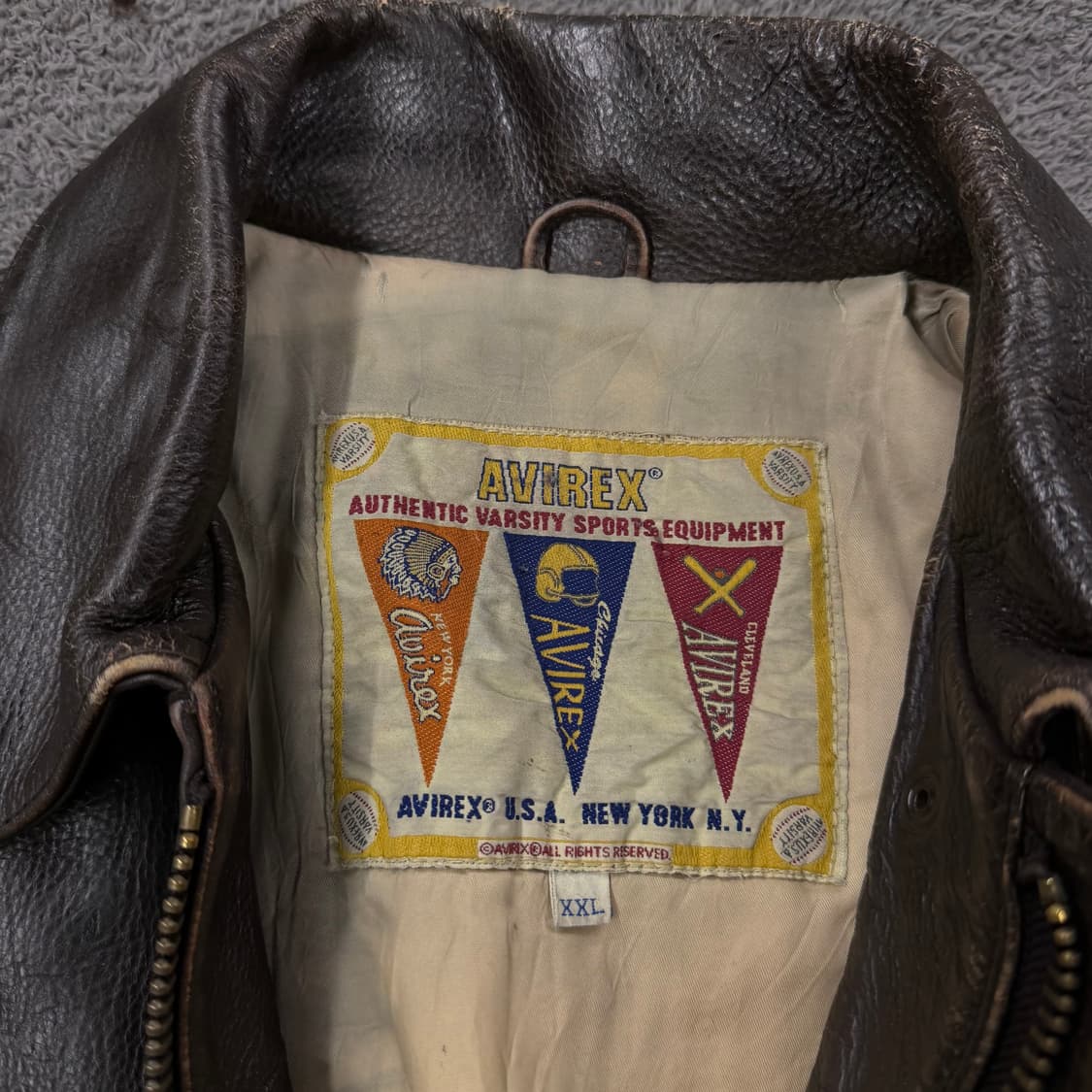 [정품/XXL] 아비렉스 빈티지 A-2 리얼 레더 플라이트 봄버 자켓 상품이미지5