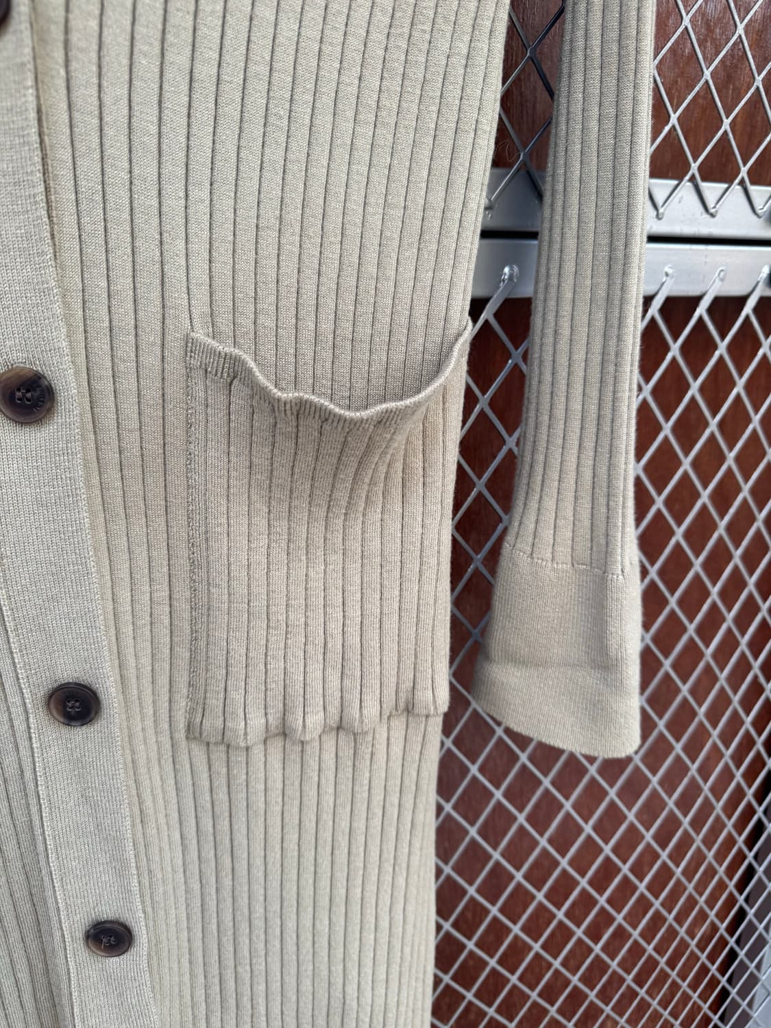 루에브르 롱 니트 골지 카라 가디건 원피스 상품이미지8