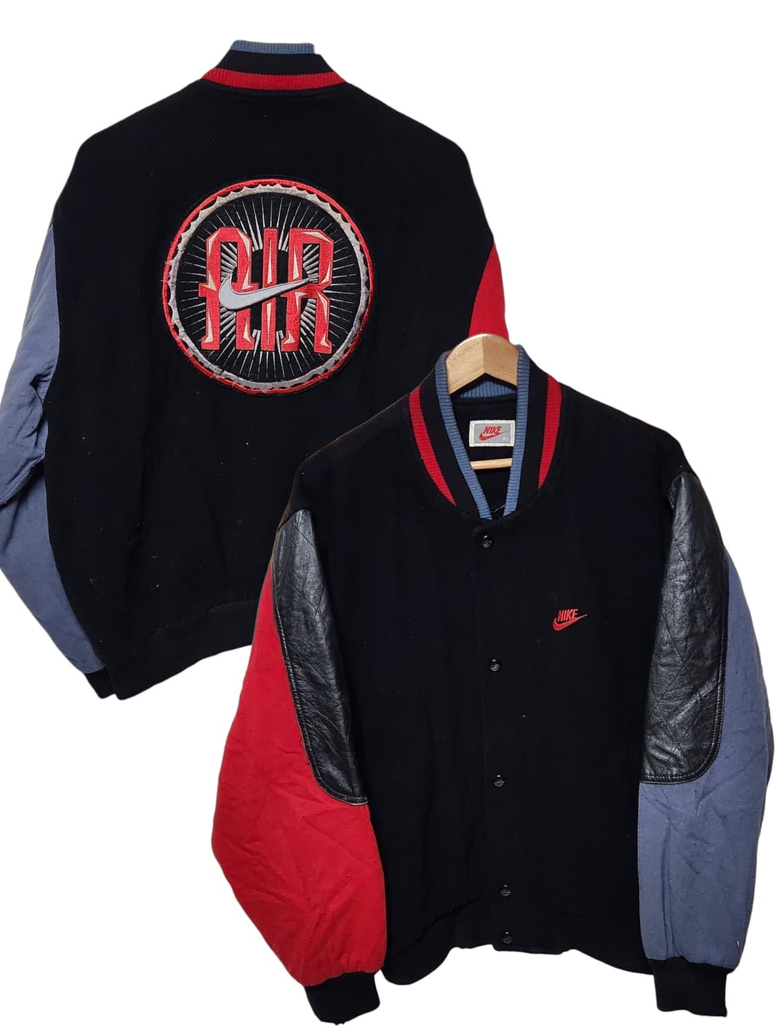 L 나이키 빅로고 90s 올드스쿨 바시티 가죽 자켓 상품이미지1