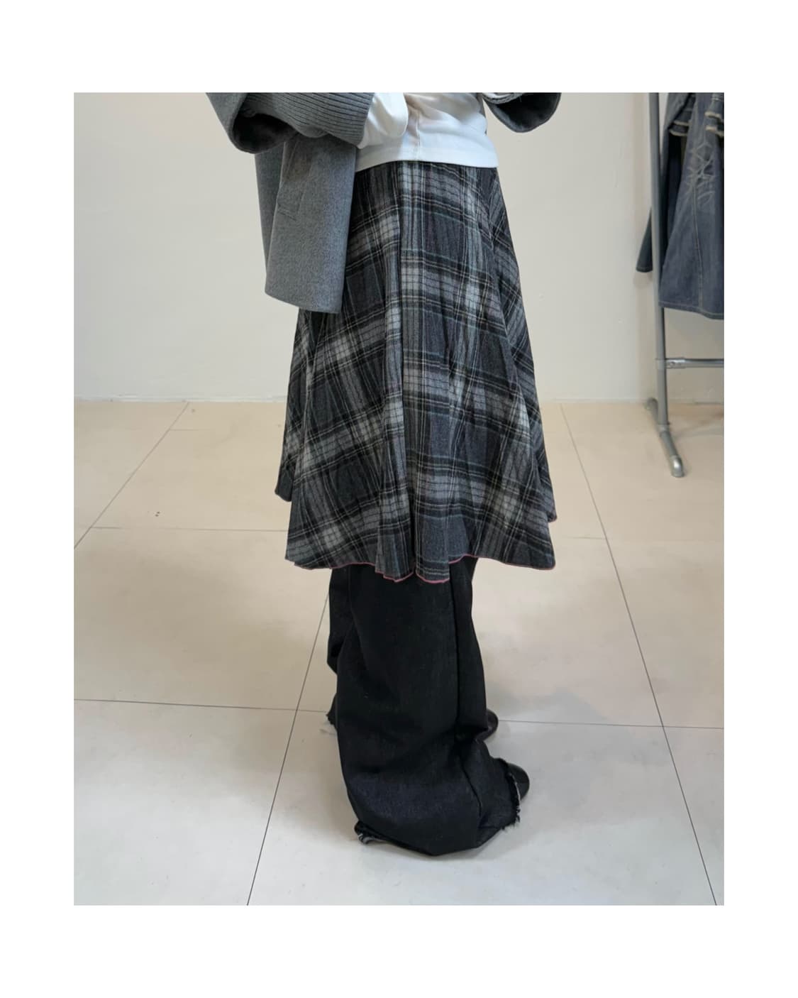 빈티지 체크 스커트 상품이미지5