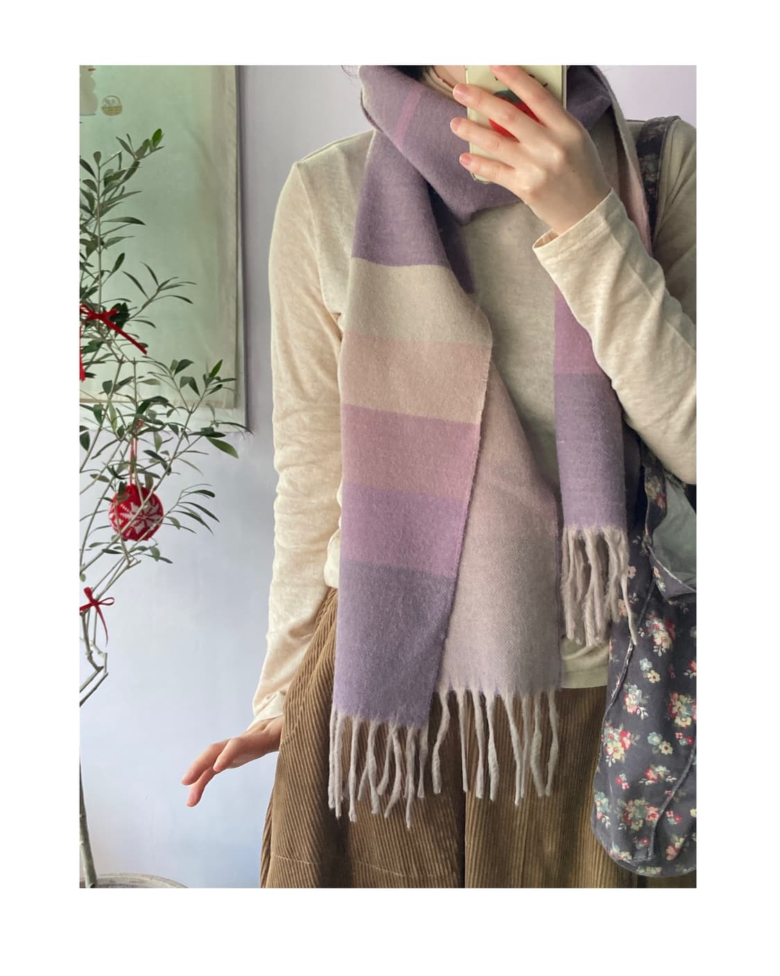 일본빈티지 라벤더 머플러 상품이미지2