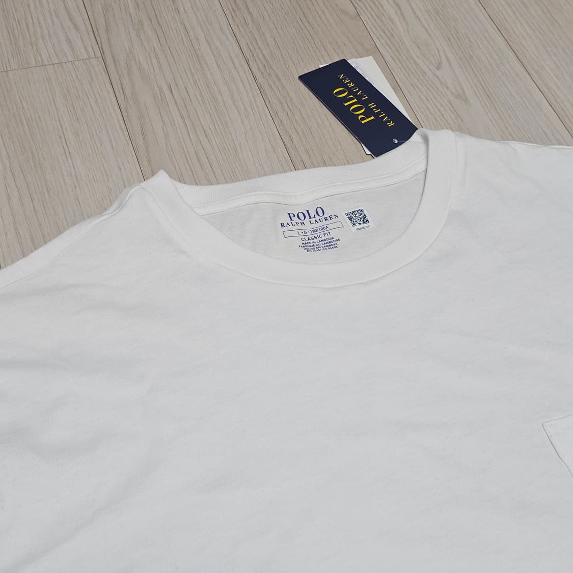 국내판 새제품L(정가9.5만) 폴로 크루넥 포켓티 반팔 티셔츠 화이트 상품이미지5