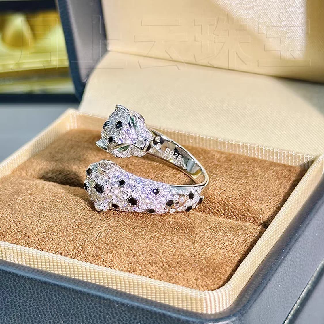 Oceanora 더블 레오파드 925실버 그린큐빅 감성 유니크 반지 상품이미지4