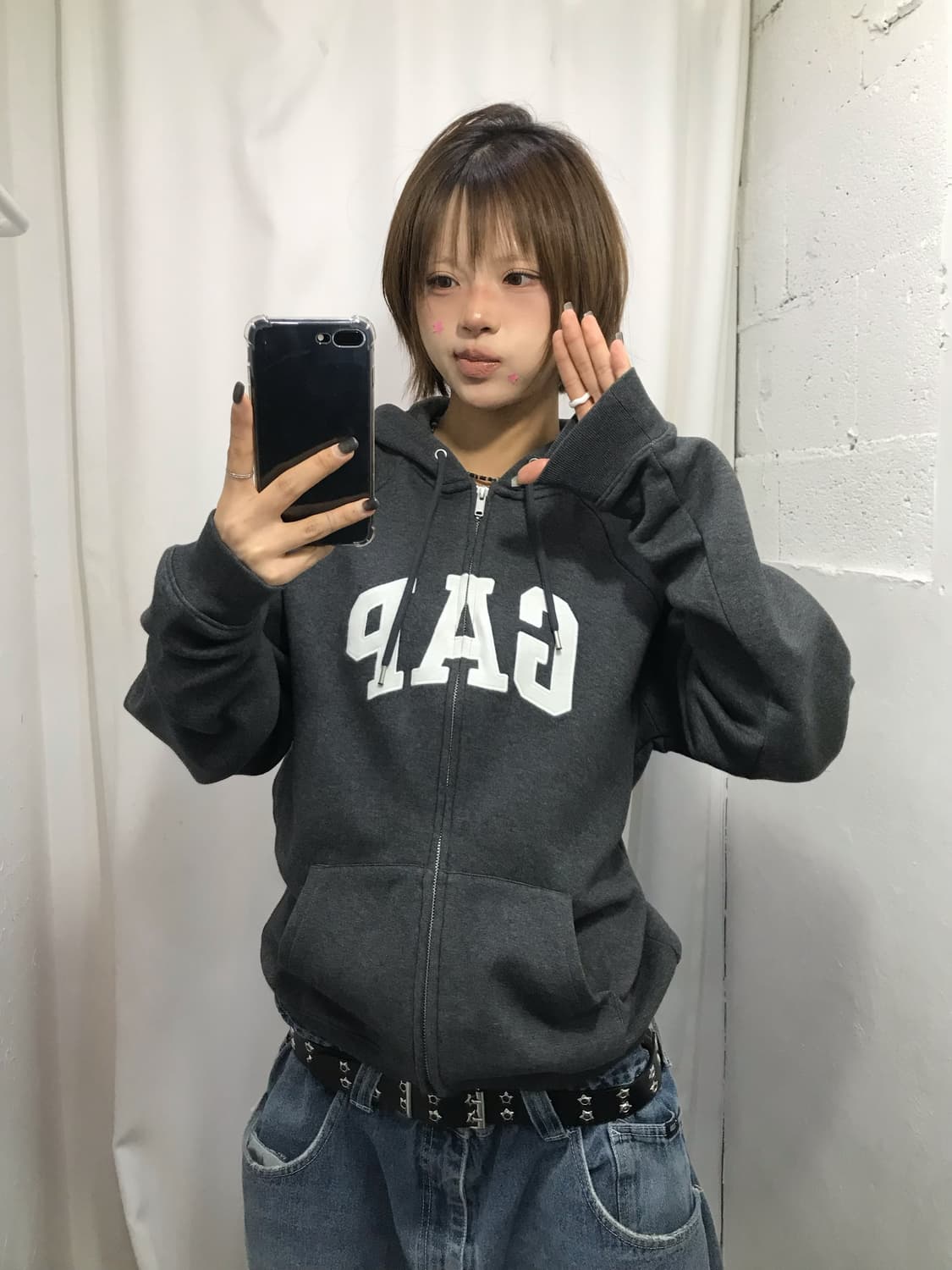 Gap 차콜 로고 후드집업 상품이미지1