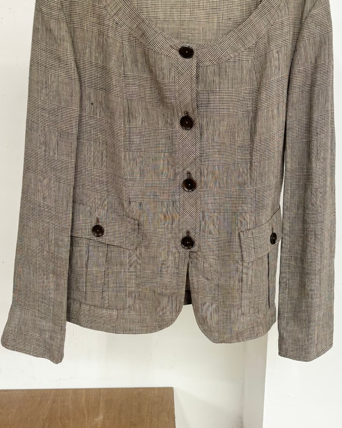 막스마라 브라운 트위드 린넨 블레이저 상품이미지5
