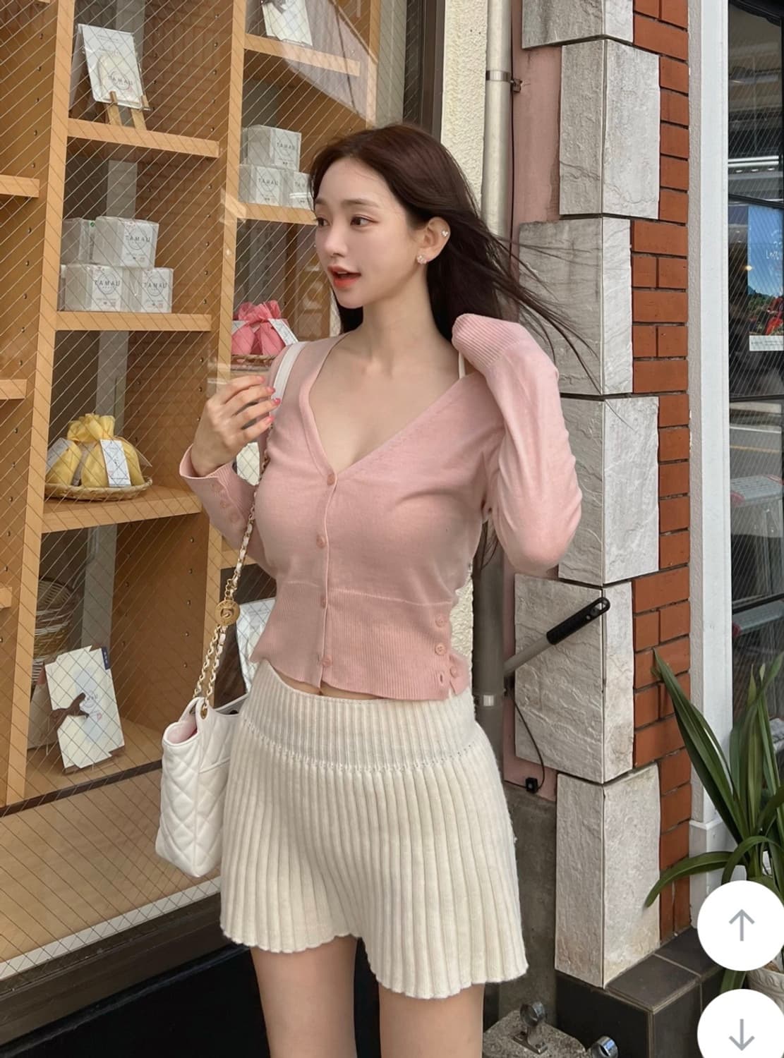 카인다미 울 가디건 - 핑크 상품이미지3