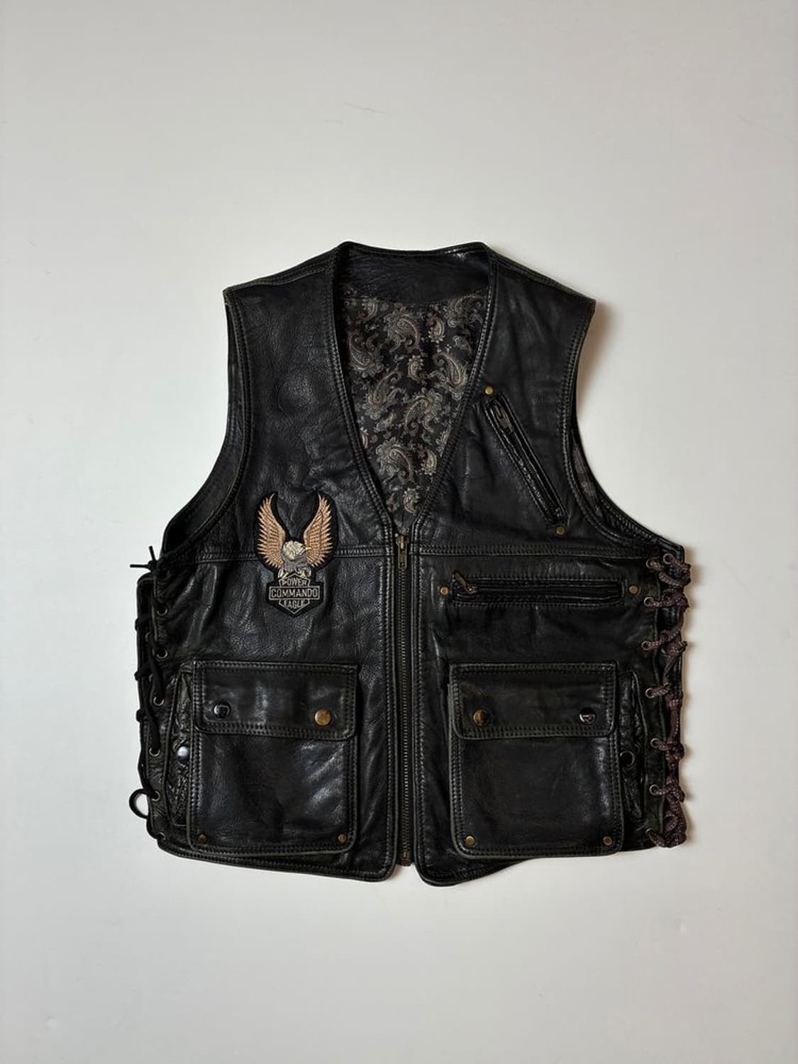 Selected 할리 복각 자수 코르셋 소가죽 베스트 PN8172 상품이미지1