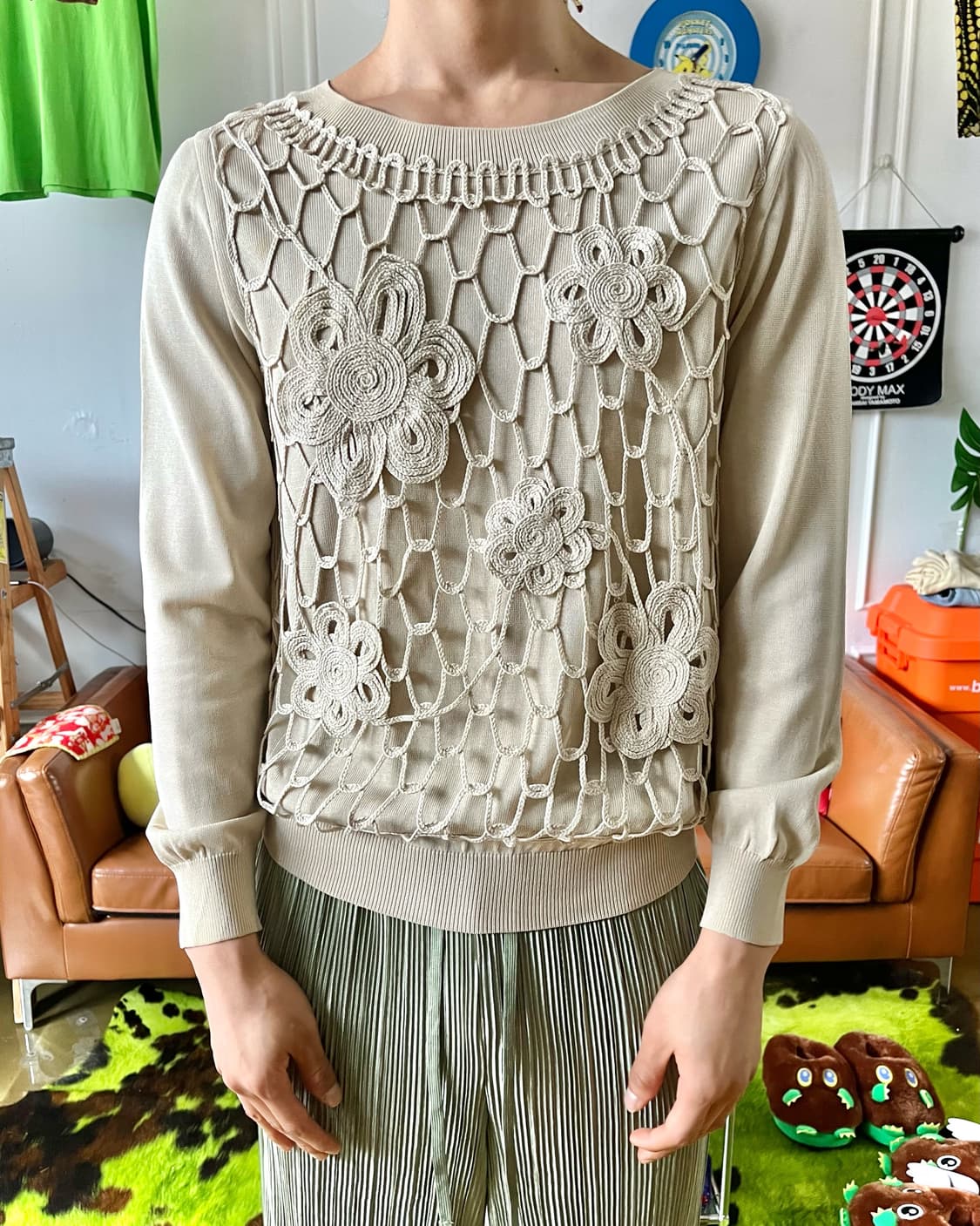 1980-90s TOMATSU Japan 3D Floral Knit 상품이미지2