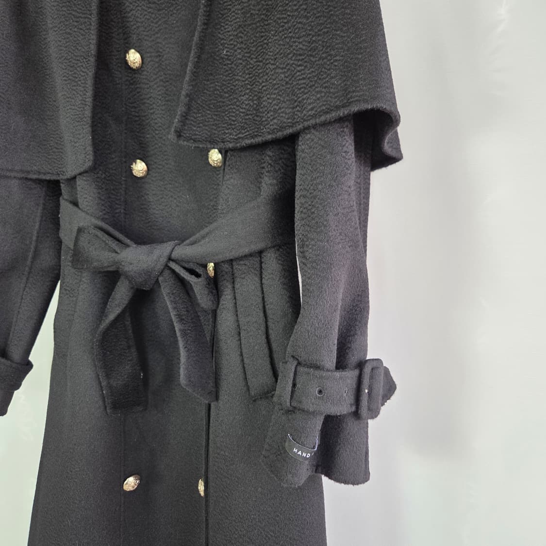 줄로그 울 캐시미어 블랙 핸드메이드 코트 금장 상품이미지2