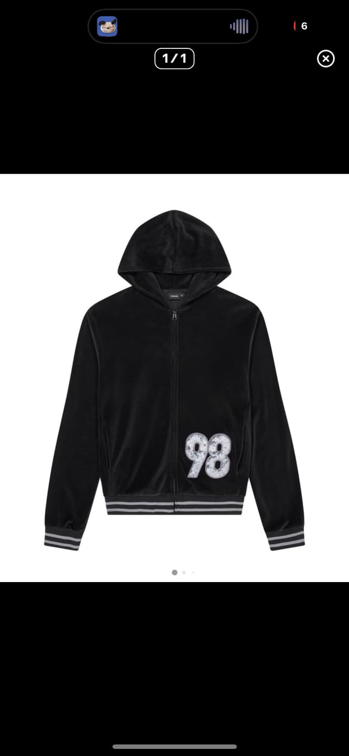 새상품 아캄 로고 패치 벨벳 후드집업 상품이미지1