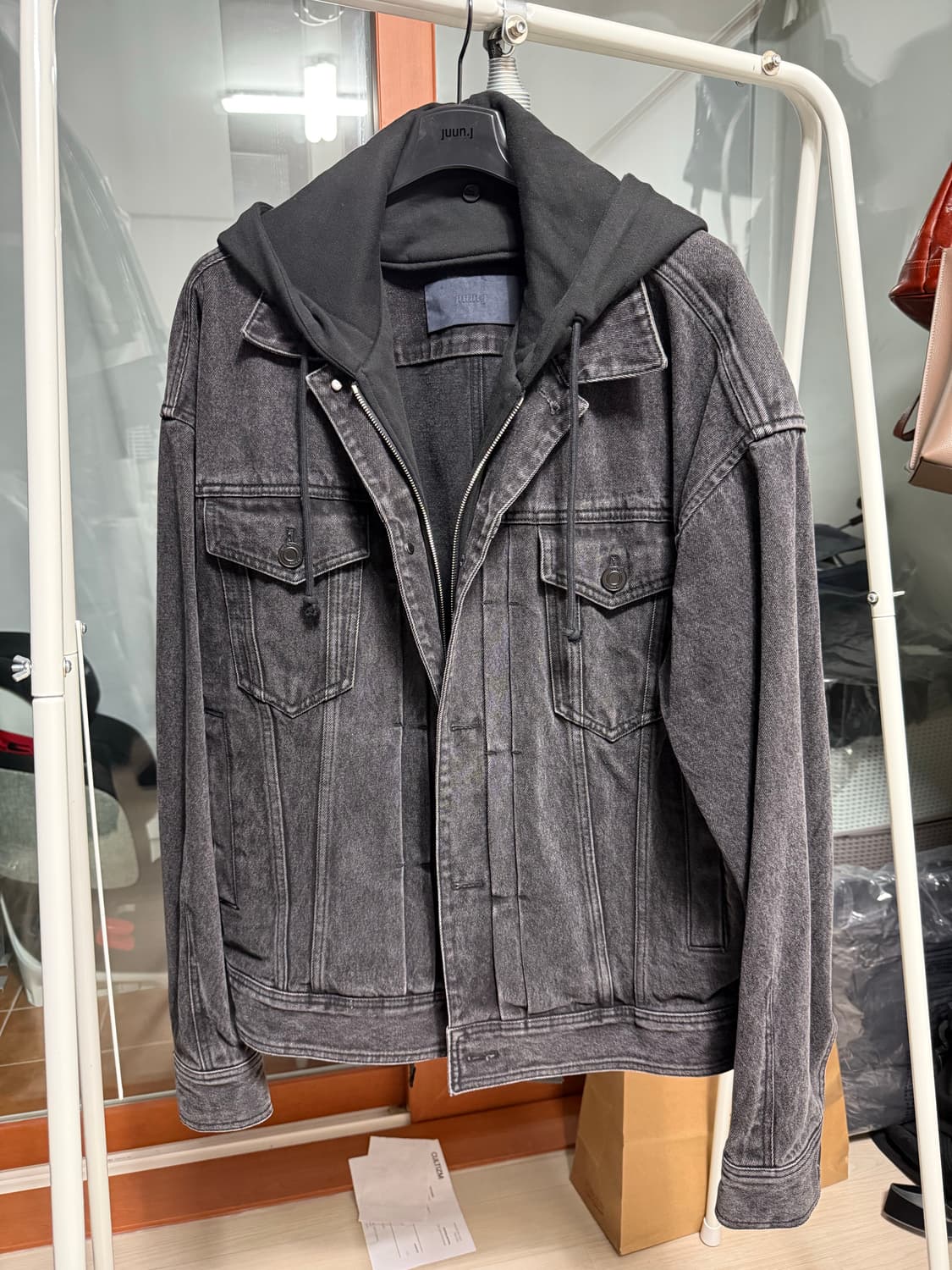 (48)준지 20ss 흑청 후드 트러커 자켓  상품이미지1