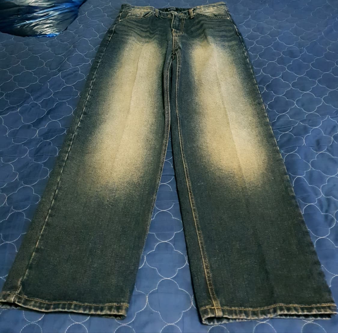 데님스토리 빈티지워싱 세미와이드 데님팬츠 오일인디고 (M) 상품이미지1