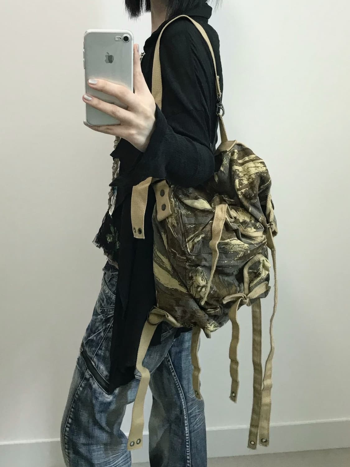 빈티지 플랩 카모 백팩 상품이미지1