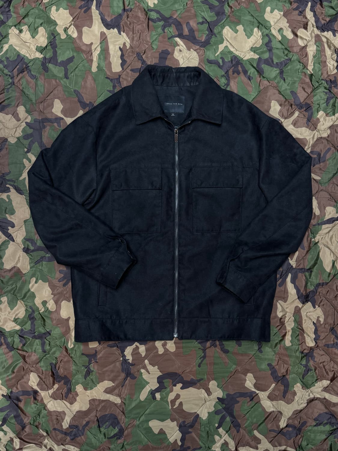 스파오 남성 블랙 집업 워크 자켓 110 상품이미지1