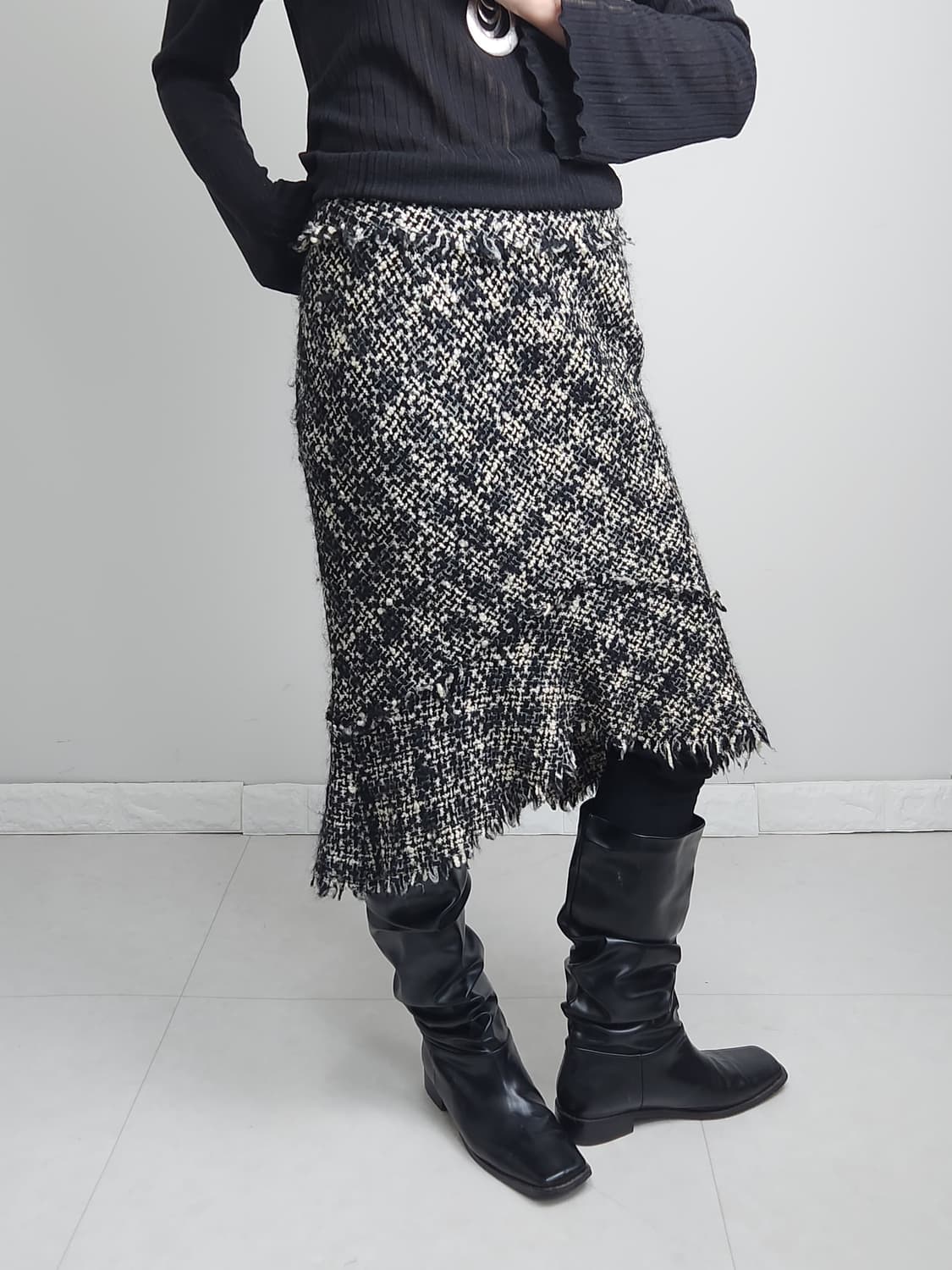트위드 언발 스커트 상품이미지5