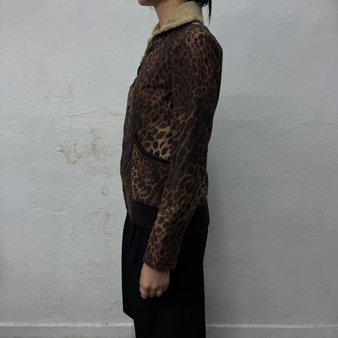 히스테릭글래머 브라운컬러 레오파드 패턴 덤블 레오파드 숄카라 자켓 상품이미지2