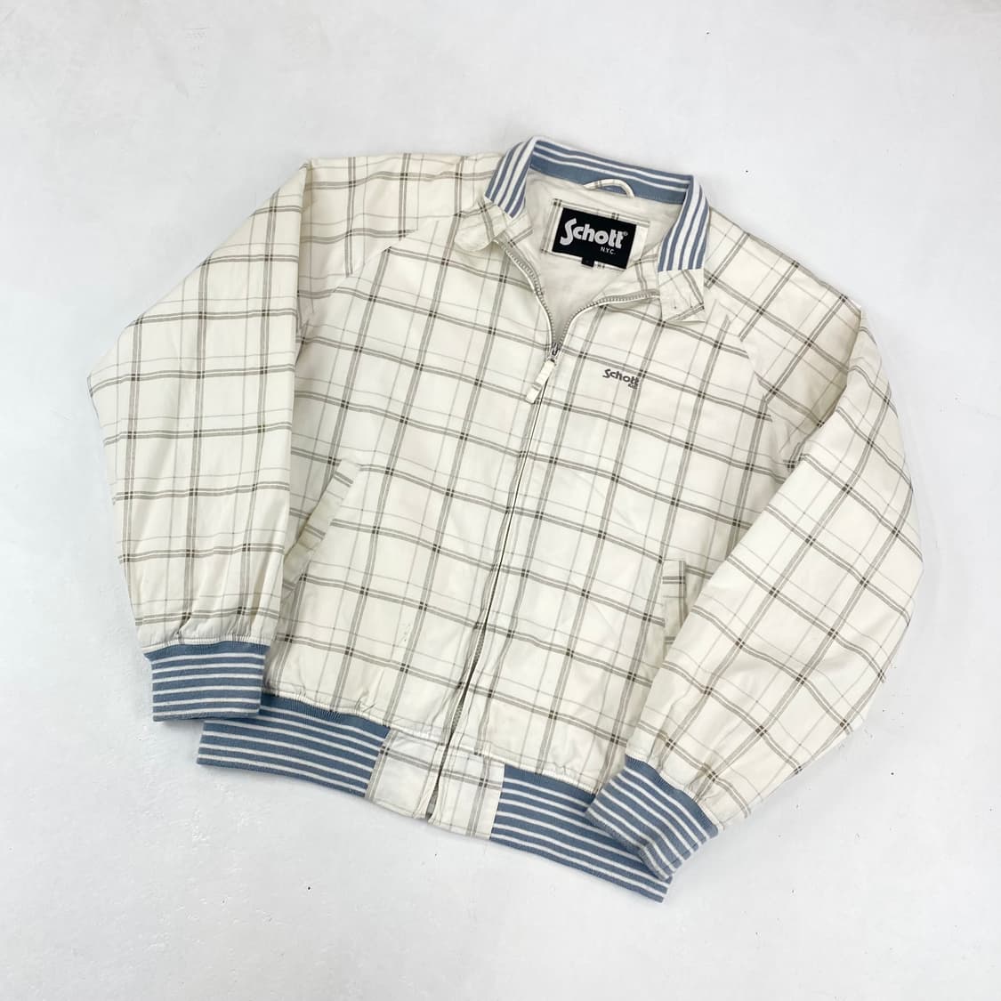 90s 쇼트 스몰 로고 체크 코튼 블루종 (100) 상품이미지1