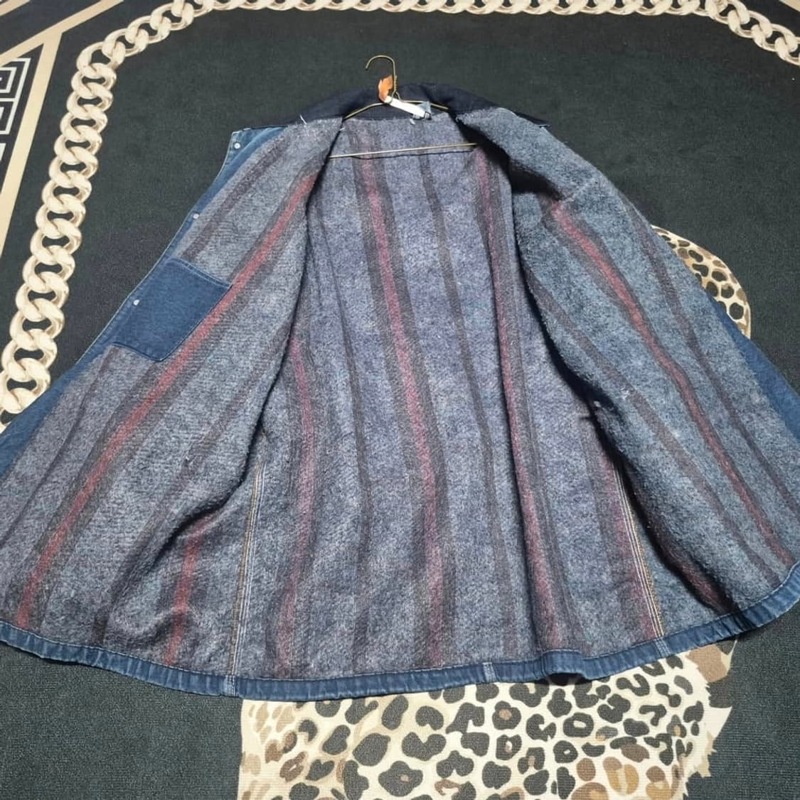 (투팍 착용)80's 칼하트 블랭킷 라인드 데님 초어 코트 XL 상품이미지4