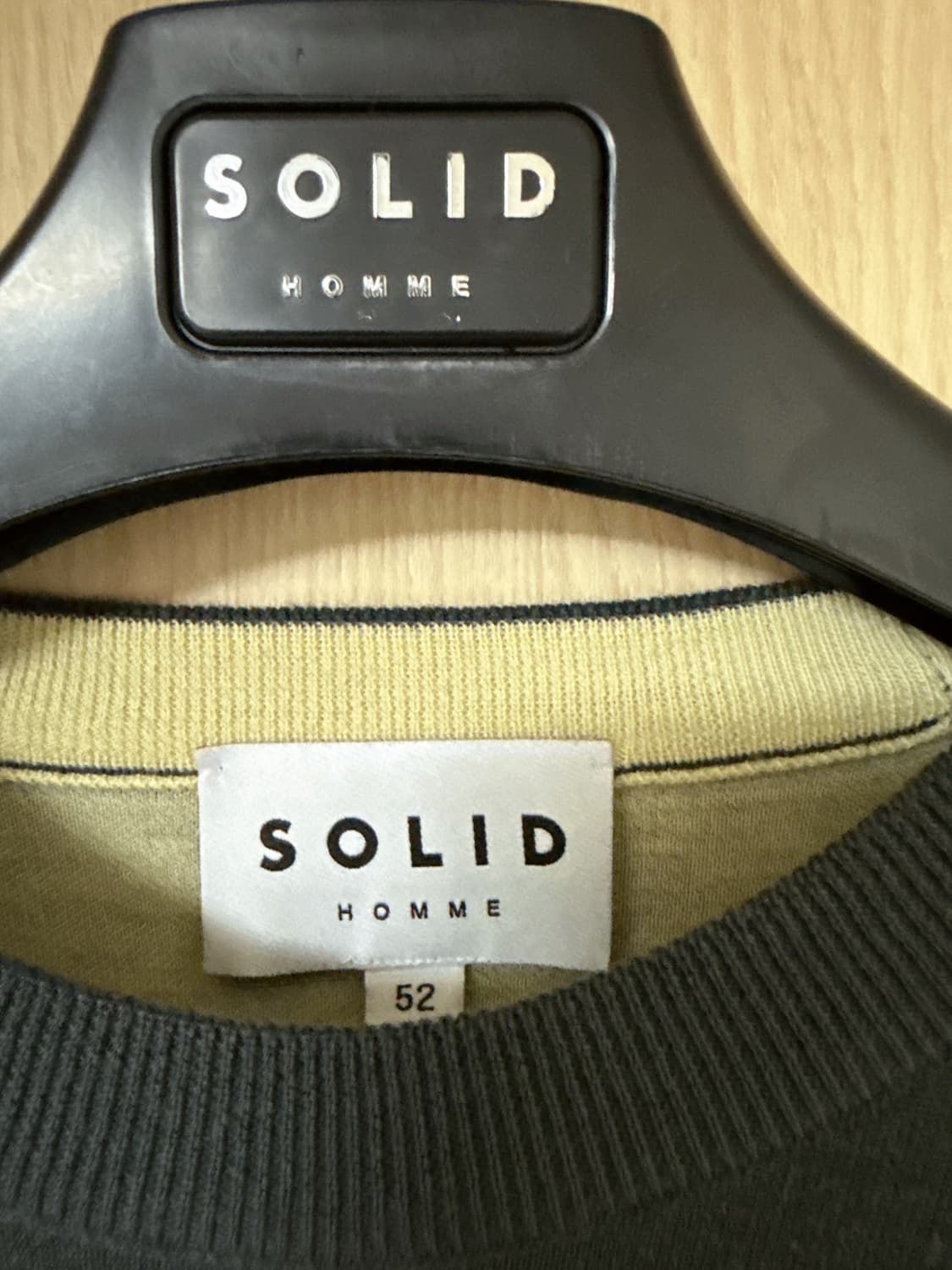 솔리드옴므/ 울 라운드니트 차콜/52(105-110) 상품이미지3