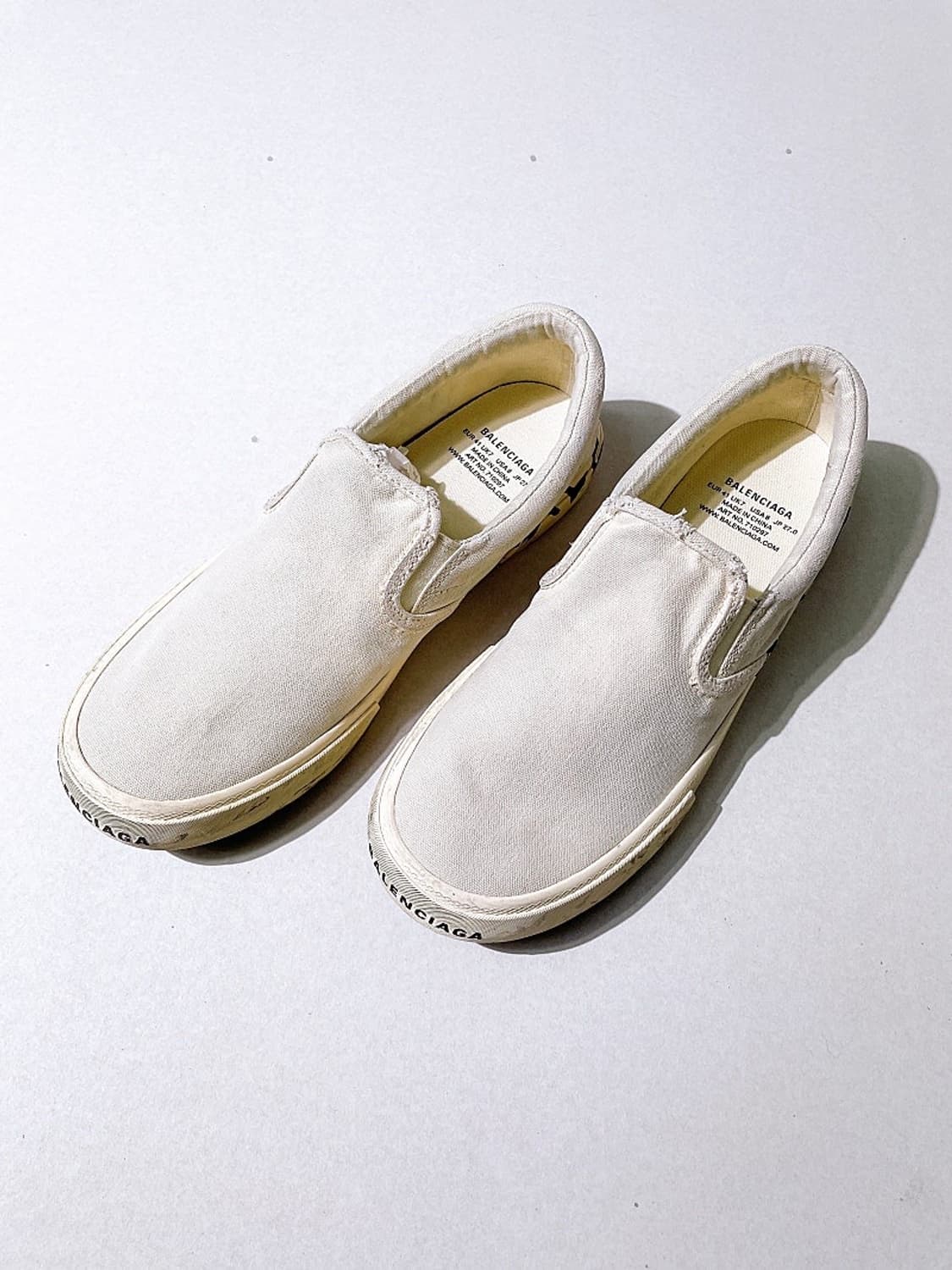 (정품/새상품) 발렌시아가 남성 화이트 블랙 PARIS 그래피티 슬립온 상품이미지5