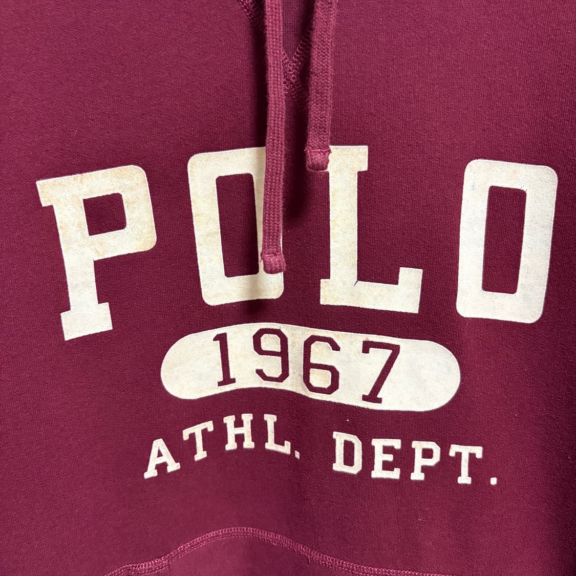 폴로 랄프로렌 로고 프린트 기모 후드티 / 버건디, L 상품이미지5