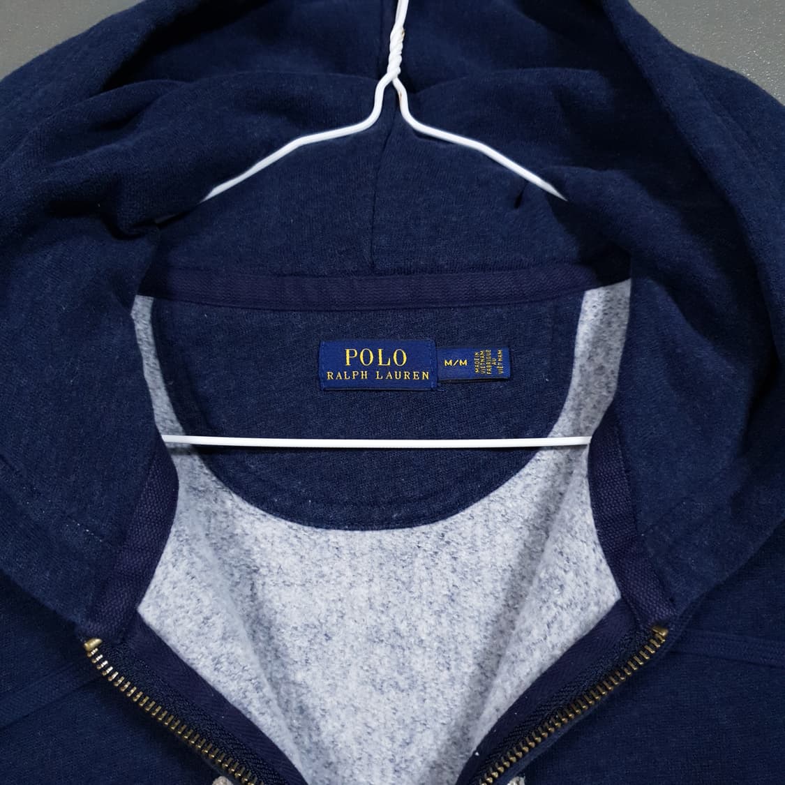M) 폴로 랄프로렌 신형 빅로고 워시드 스웻 코튼 후드집업 자켓 네이비 상품이미지5