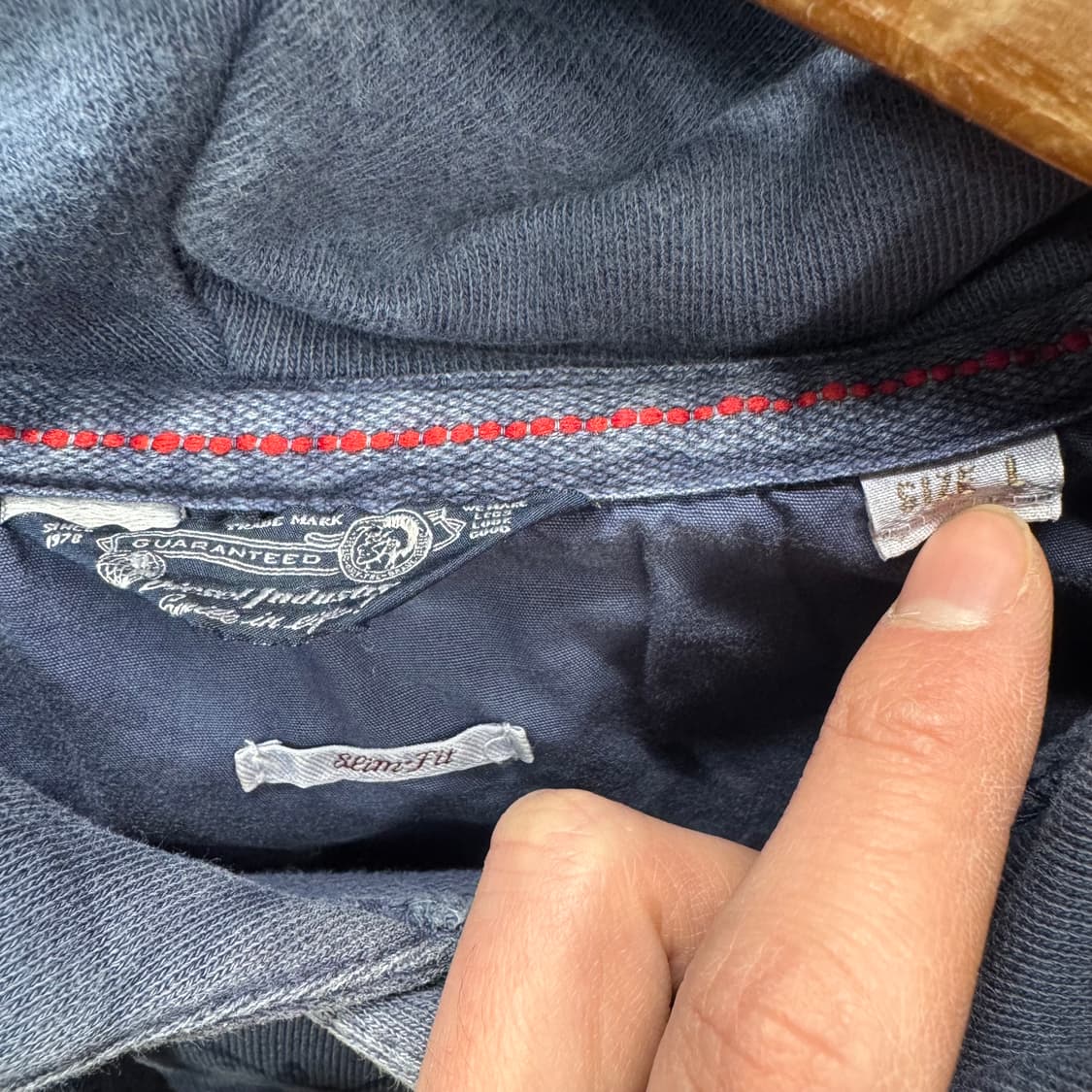 디젤 빈티지 워싱 후드티 전면 그래픽 포인트 블루 상품이미지6