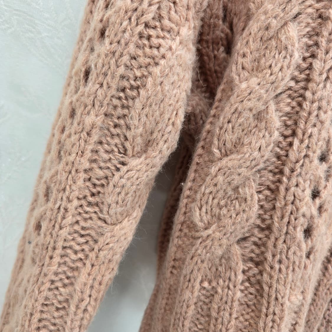 Dearest 꽈배기 니트 가디건 핑크 상품이미지5