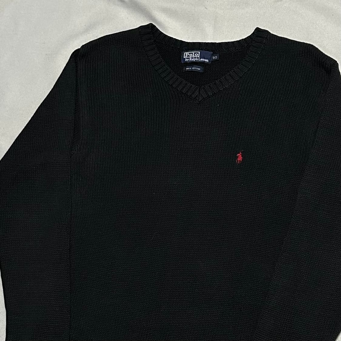 90 폴로랄프로랜 브이넥 코튼 블랙 니트 상품이미지1