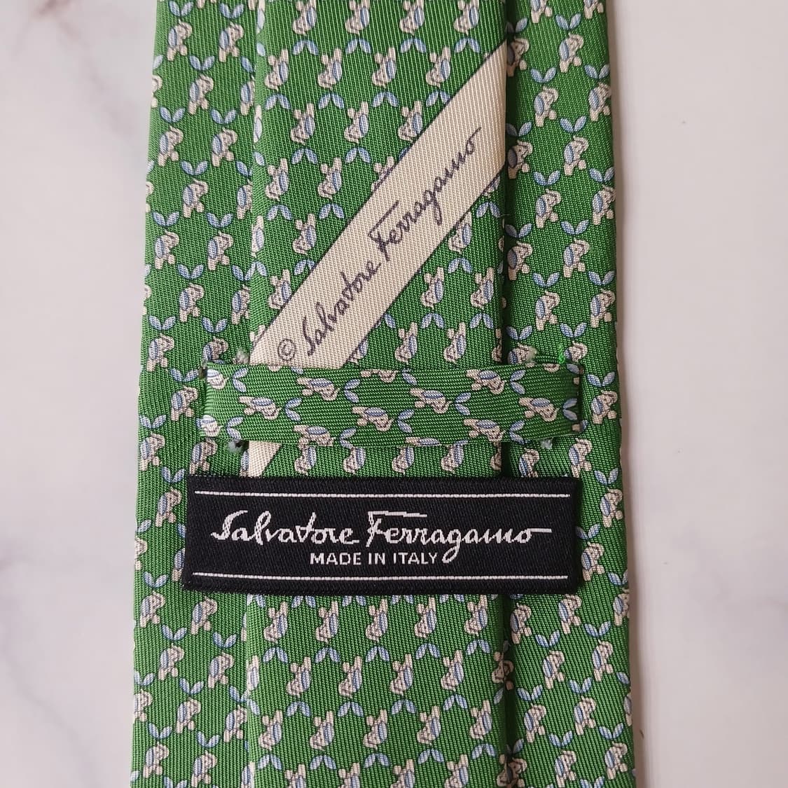 살바토레 페라가모 코끼리 패턴 넥타이 8.8cm A+~A등급 E729 상품이미지7