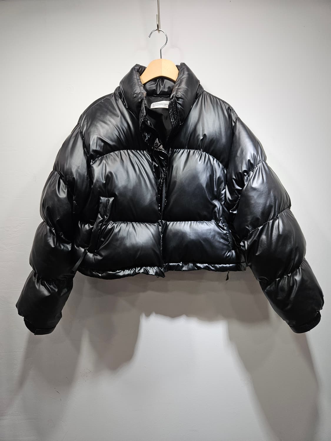 블랙 무광 크롭 숏패딩 Free (모자 없음) 상품이미지6