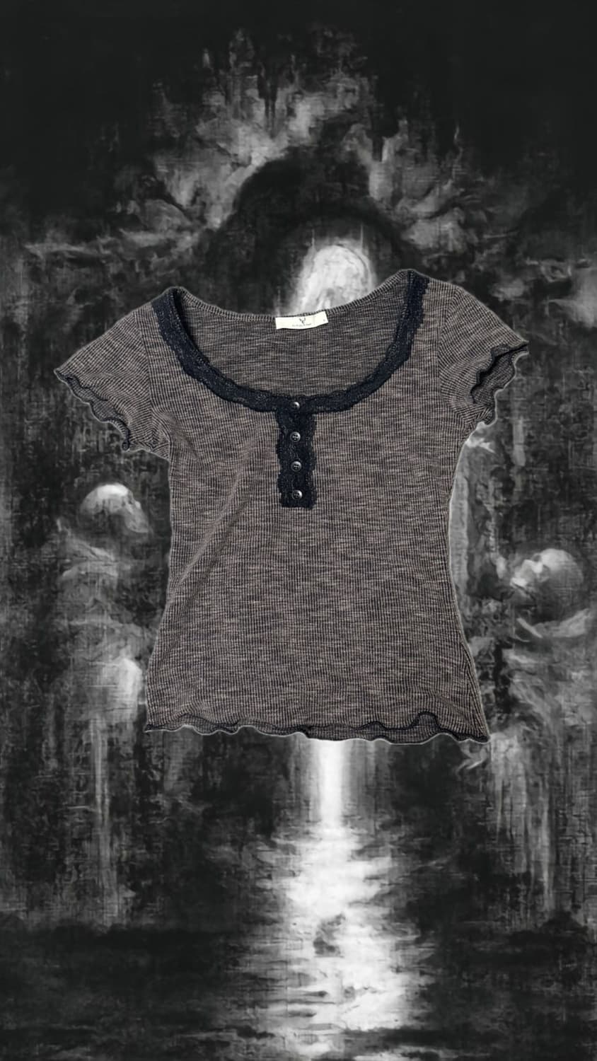 빈티지 블랙 레이스 middle tshirt 상품이미지1