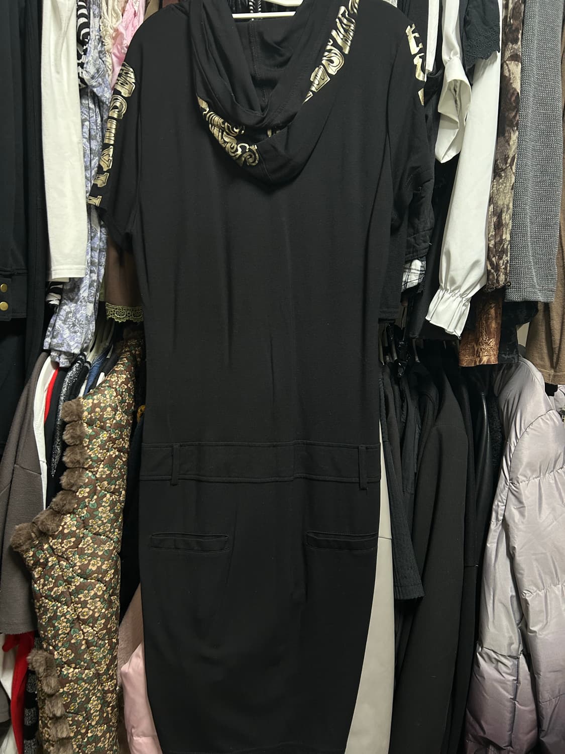 오네갸루 골드 롱 후드 원피스 Y2K 상품이미지3