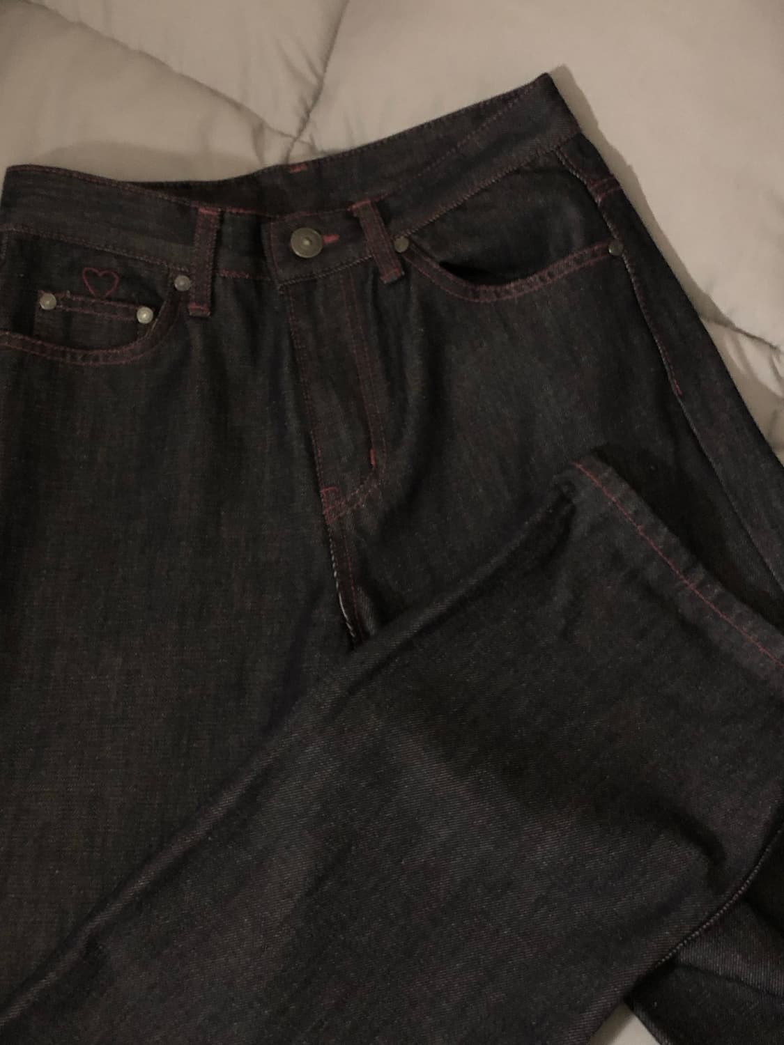 쓰리타임즈 핑크 스티치 로우 데님팬츠 상품이미지2