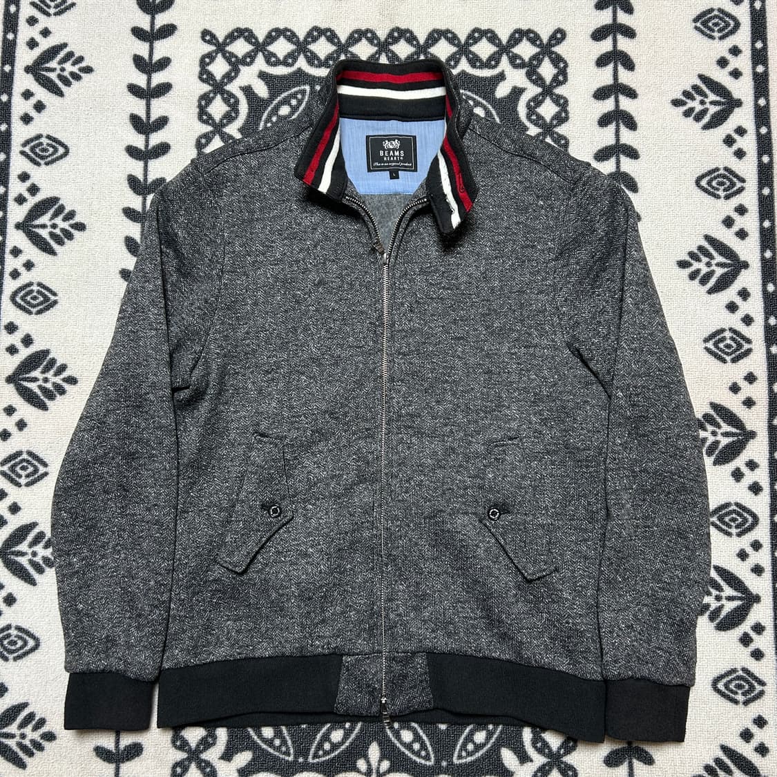 빔즈 하트 헤링본 블루종 자켓 상품이미지1