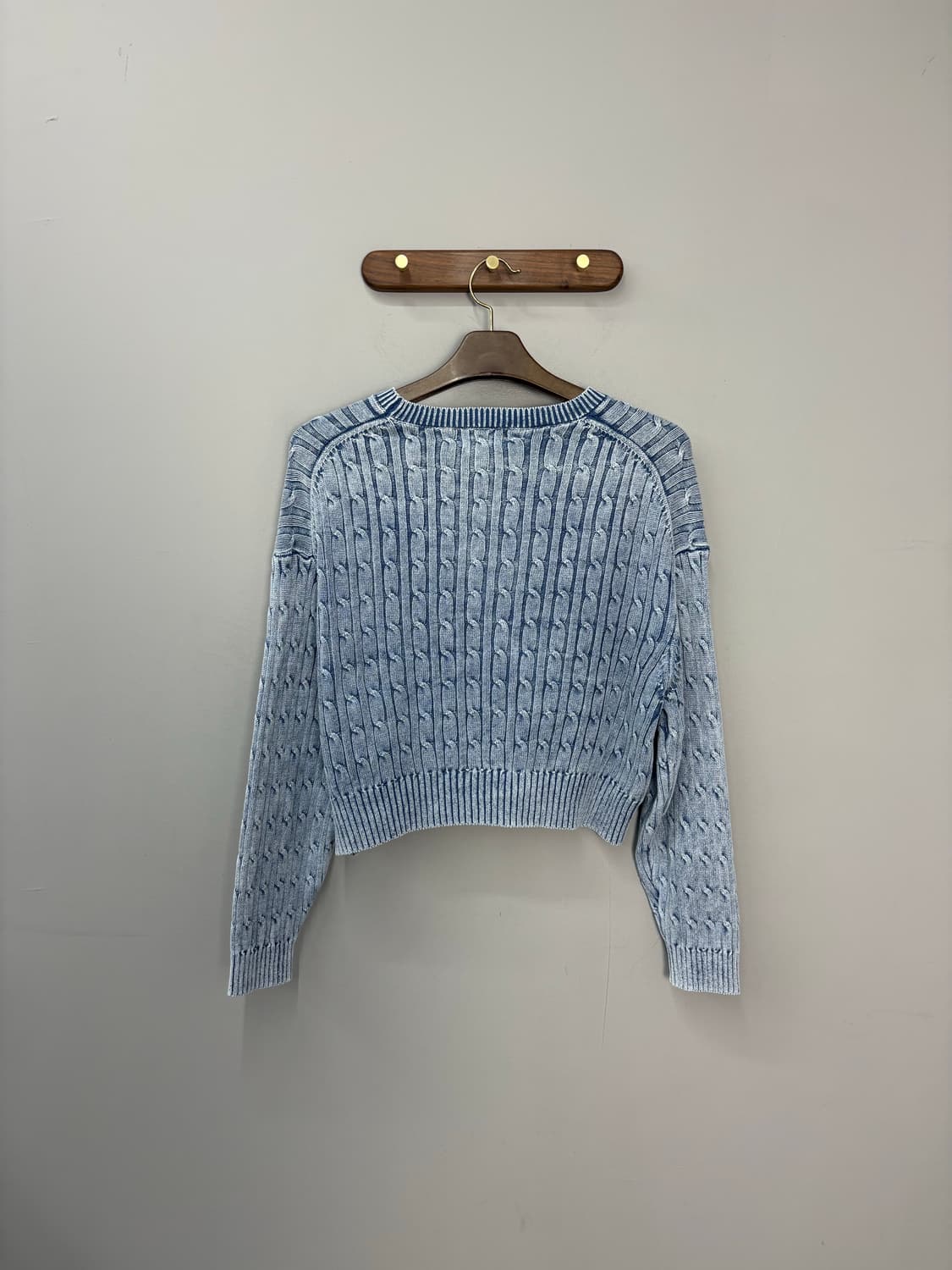 세터 빈티지 워싱 꽈배기 크롭 니트 A2796 상품이미지4