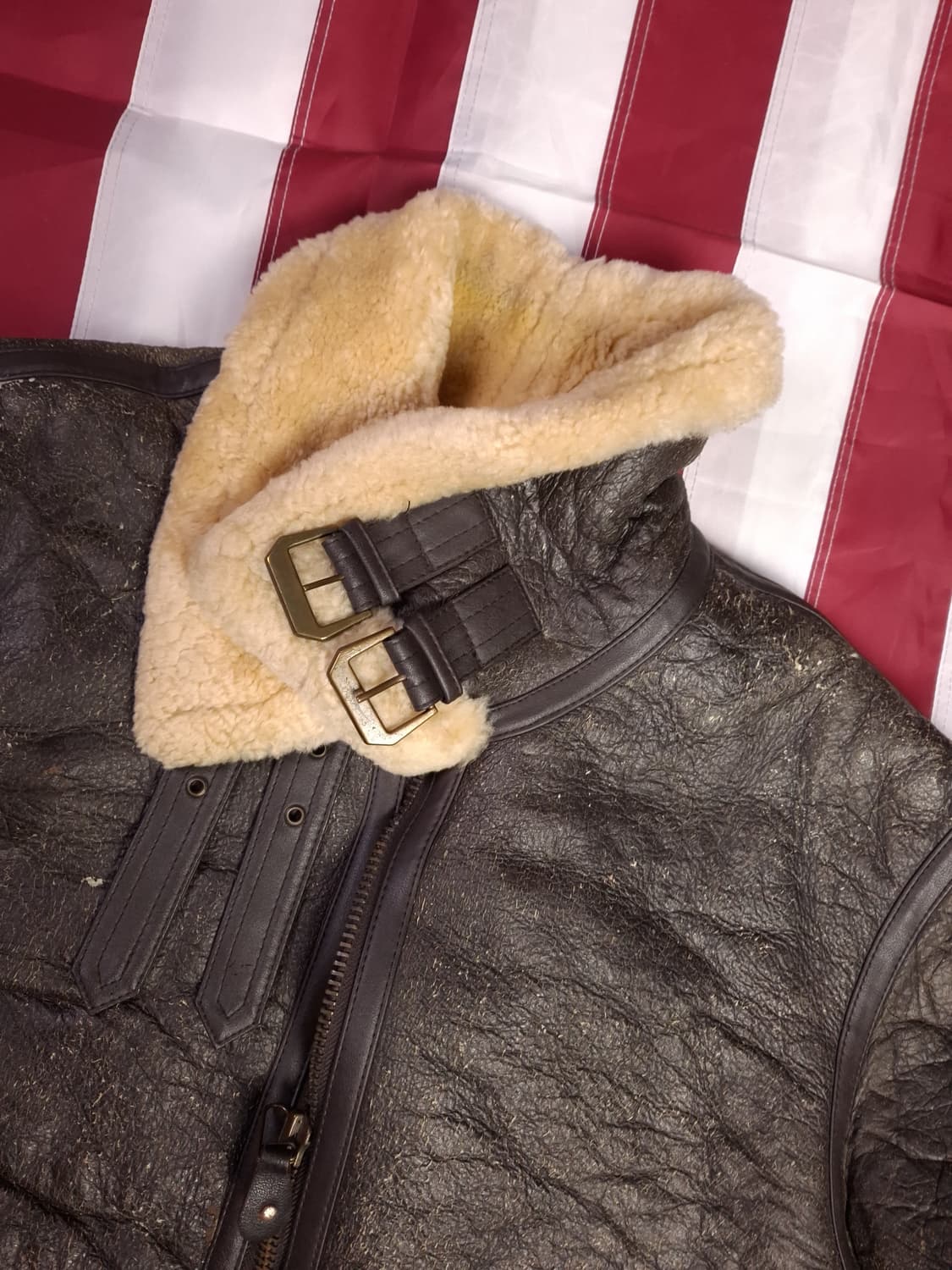 90's 일본판 미공군 B-3 TYPE 리얼레더 항공 폭격기 무스탕 상품이미지8