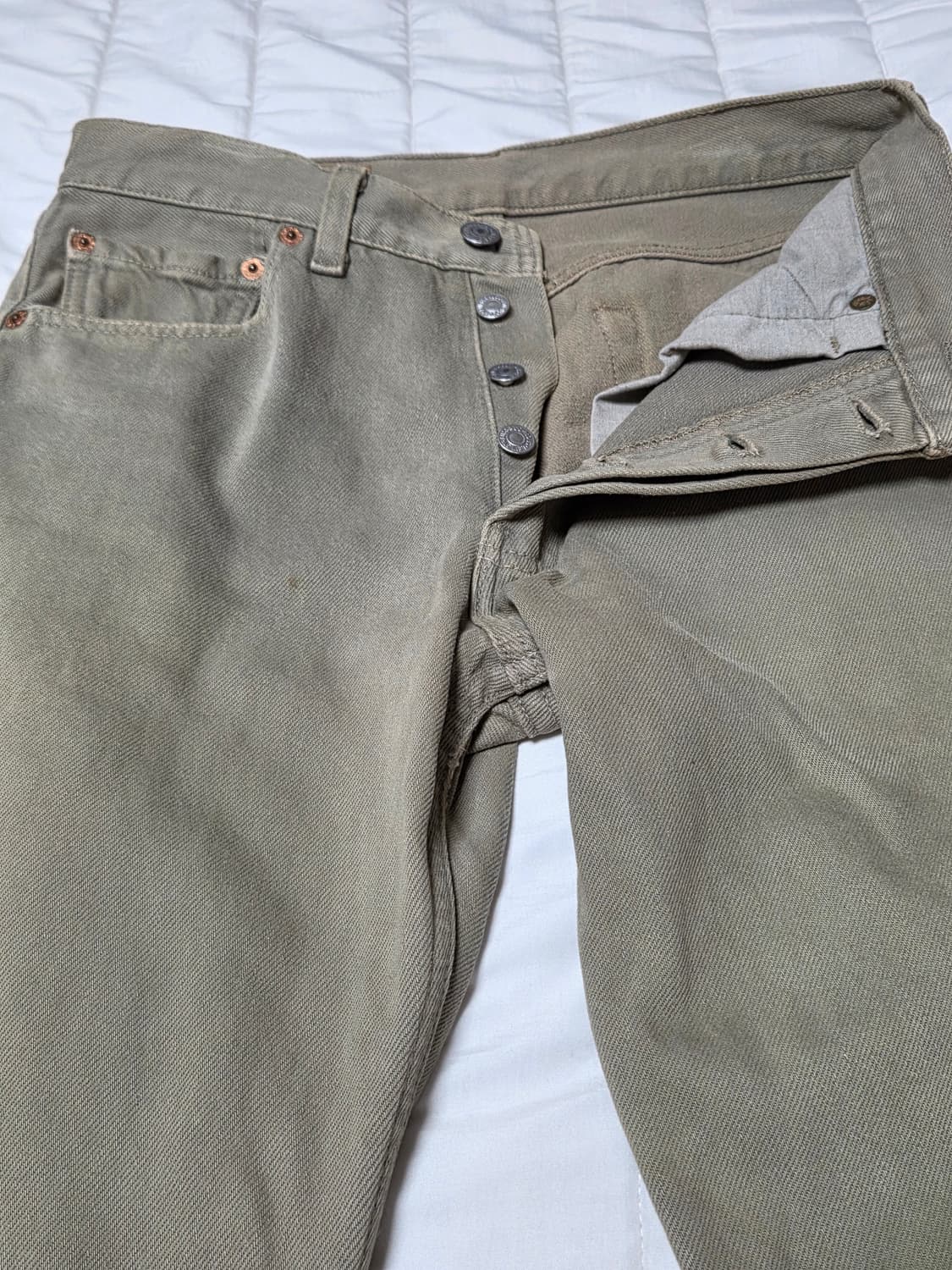 [28]90s 리바이스 501 데님팬츠 made in usa 올리브 상품이미지4