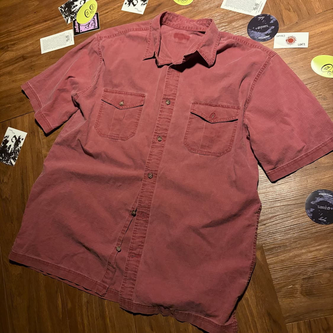 Pigment wash textured cotton work shirt 상품이미지2