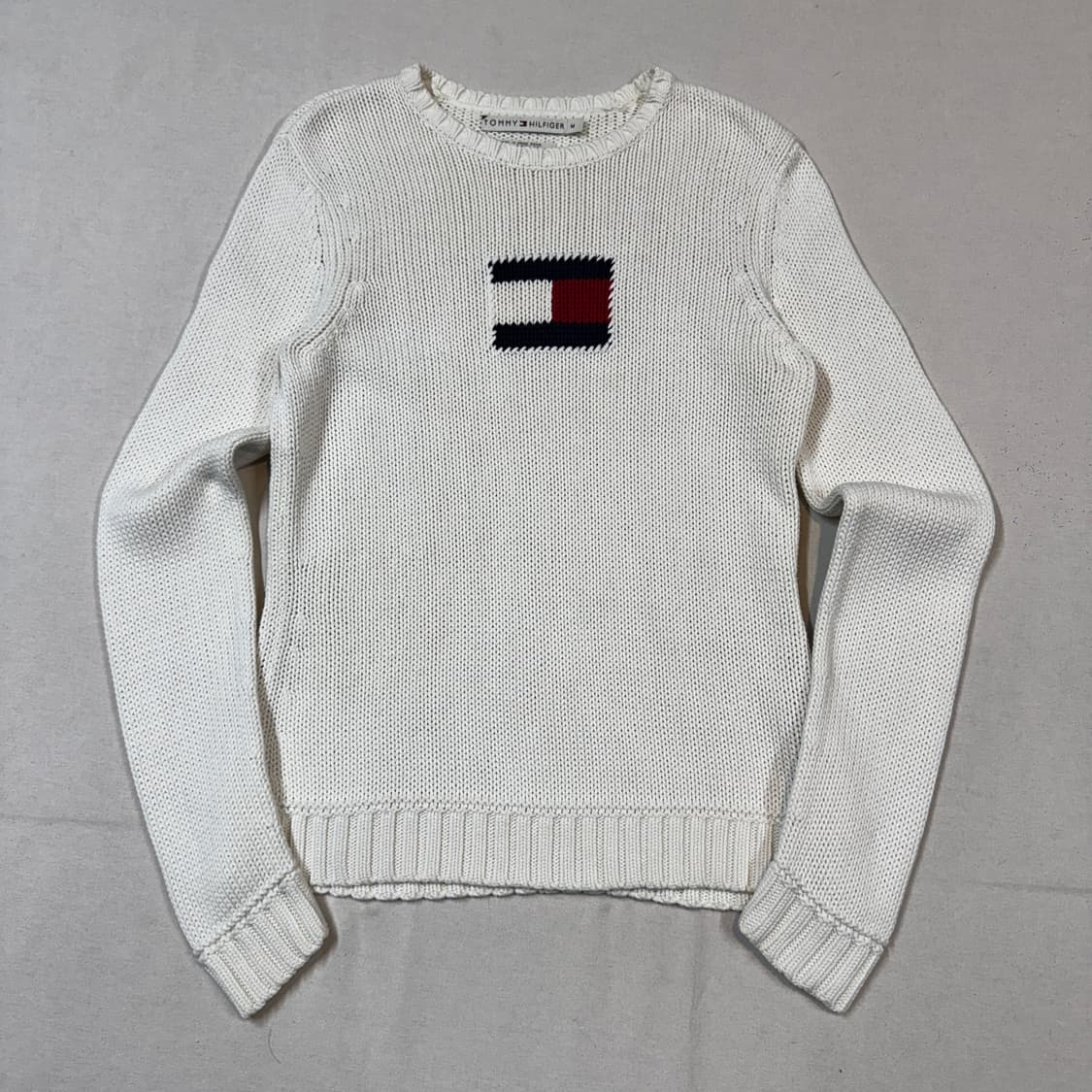 M) 타미힐피거 로고 헤비코튼 라운드넥 니트 상품이미지1