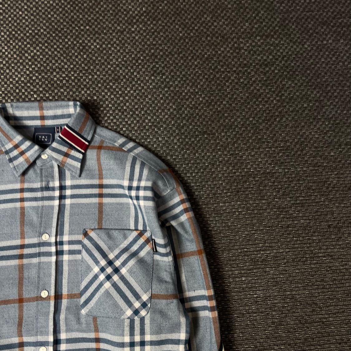 로맨틱크라운 블루 격자 체크 겨울 긴팔 셔츠 S 상품이미지3