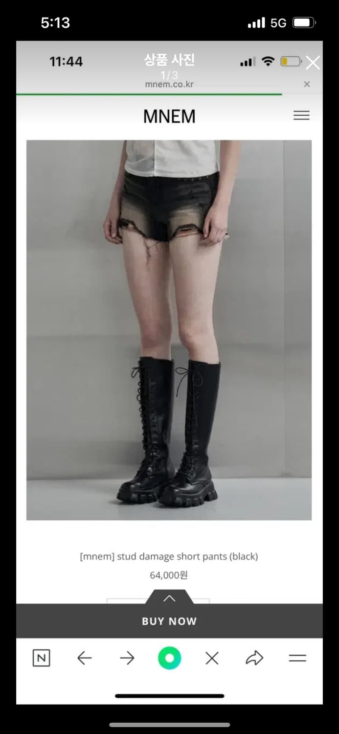 므넴 stud damage short pants (black) 상품이미지1